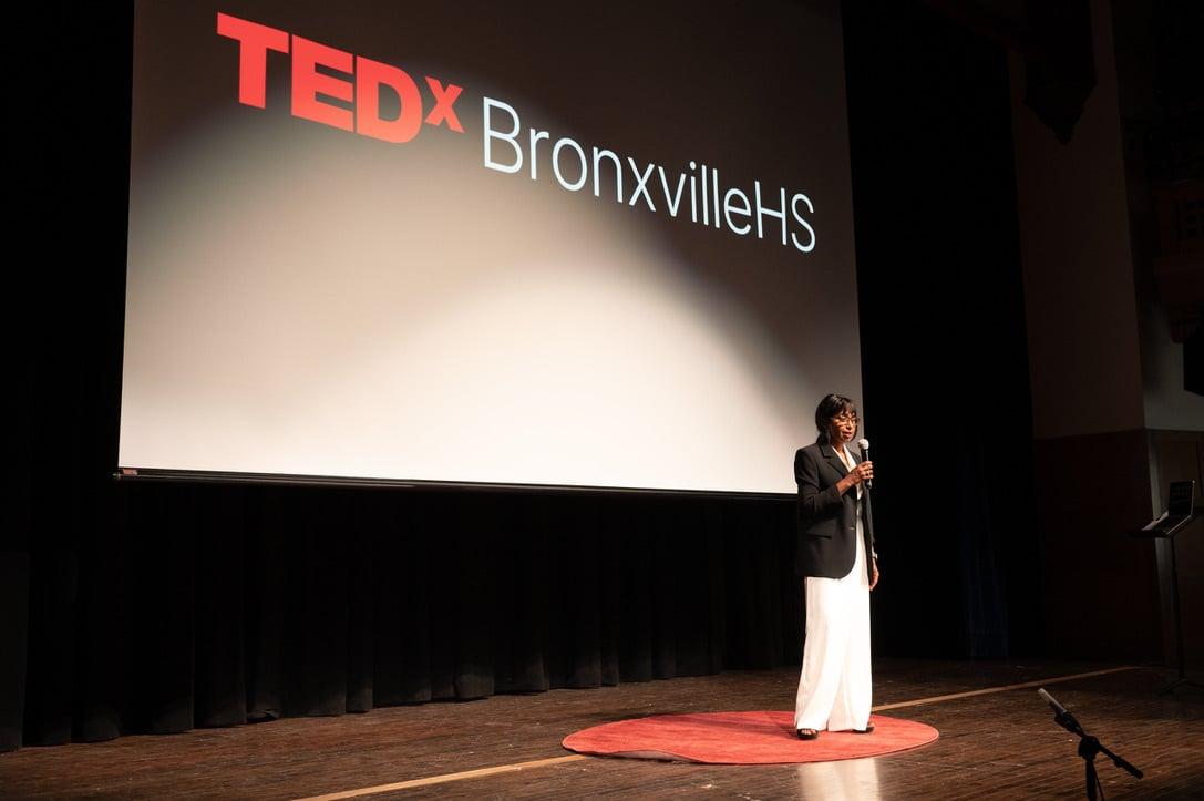 Hana Khalaf on the TEDxBronxvilleHS stage